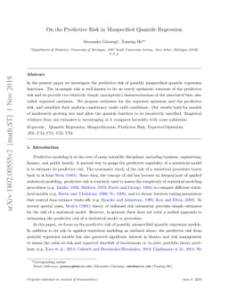 On the Predictive Risk in Misspecified Quantile Regression