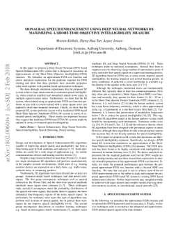 Monaural Speech Enhancement using Deep Neural Networks by Maximizing a
  Short-Time Objective Intelligibility Measure