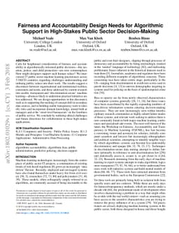 Fairness and Accountability Design Needs for Algorithmic Support in
  High-Stakes Public Sector Decision-Making