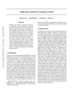 Multi-task Learning for Continuous Control