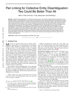 Pair-Linking for Collective Entity Disambiguation: Two Could Be Better
  Than All