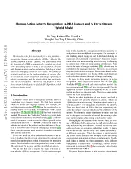 Human Action Adverb Recognition: ADHA Dataset and A Three-Stream Hybrid
  Model