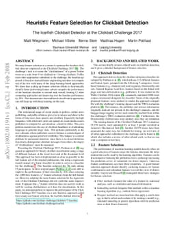 Heuristic Feature Selection for Clickbait Detection