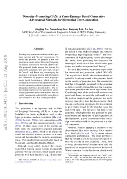 DP-GAN: Diversity-Promoting Generative Adversarial Network for
  Generating Informative and Diversified Text