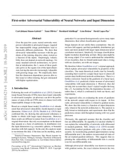 First-order Adversarial Vulnerability of Neural Networks and Input
  Dimension