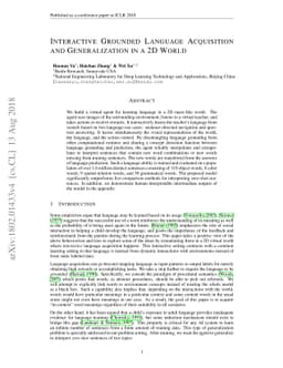 Interactive Grounded Language Acquisition and Generalization in a 2D
  World