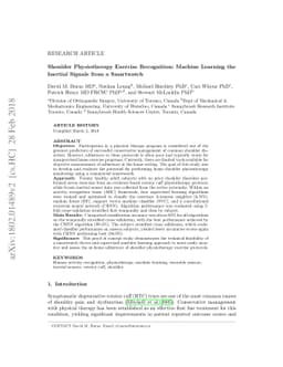 Shoulder Physiotherapy Exercise Recognition: Machine Learning the
  Inertial Signals from a Smartwatch