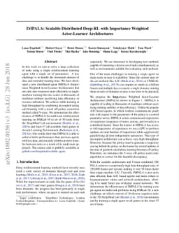 IMPALA: Scalable Distributed Deep-RL with Importance Weighted
  Actor-Learner Architectures