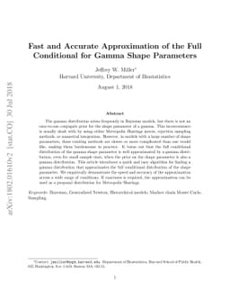 Fast and accurate approximation of the full conditional for gamma shape
  parameters