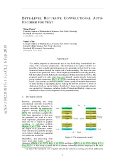 Byte-Level Recursive Convolutional Auto-Encoder for Text