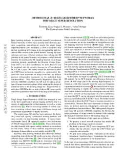 Orthogonally Regularized Deep Networks For Image Super-resolution