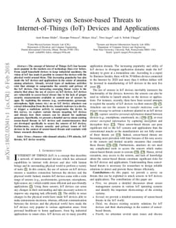 A Survey on Sensor-based Threats to Internet-of-Things (IoT) Devices and
  Applications