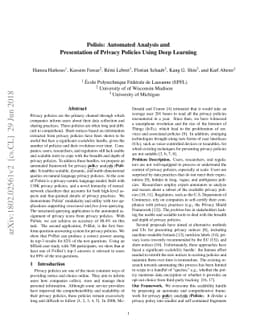 Polisis: Automated Analysis and Presentation of Privacy Policies Using
  Deep Learning