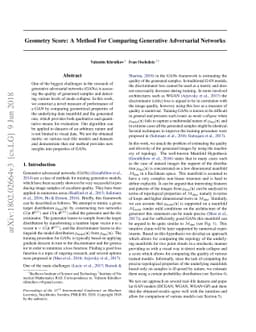 Geometry Score: A Method For Comparing Generative Adversarial Networks