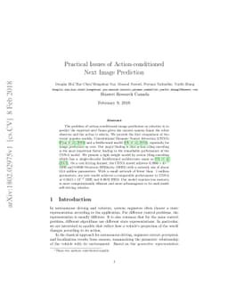 Practical Issues of Action-conditioned Next Image Prediction