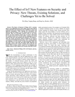 The Effect of IoT New Features on Security and Privacy: New Threats,
  Existing Solutions, and Challenges Yet to Be Solved
