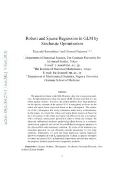 Robust and Sparse Regression in GLM by Stochastic Optimization