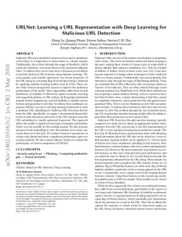 URLNet: Learning a URL Representation with Deep Learning for Malicious
  URL Detection