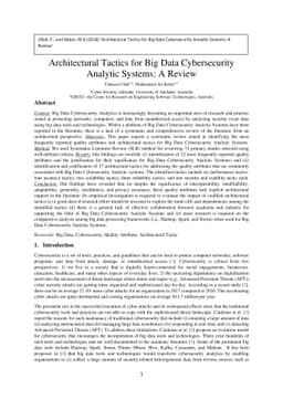 Architectural Tactics for Big Data Cybersecurity Analytic Systems: A
  Review