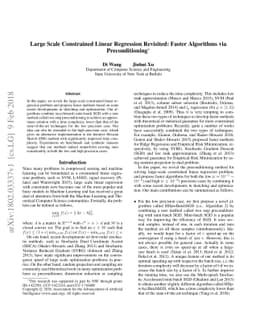 Large Scale Constrained Linear Regression Revisited: Faster Algorithms
  via Preconditioning