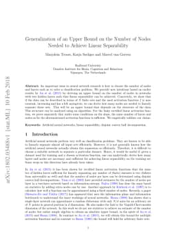 Generalization of an Upper Bound on the Number of Nodes Needed to
  Achieve Linear Separability