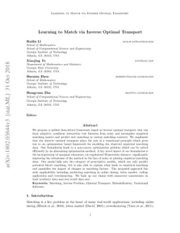 Learning to Match via Inverse Optimal Transport