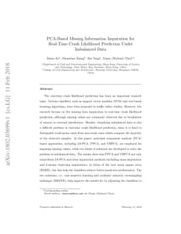 PCA-Based Missing Information Imputation for Real-Time Crash Likelihood
  Prediction Under Imbalanced Data