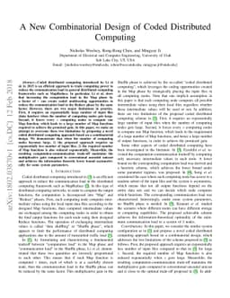 A New Combinatorial Design of Coded Distributed Computing