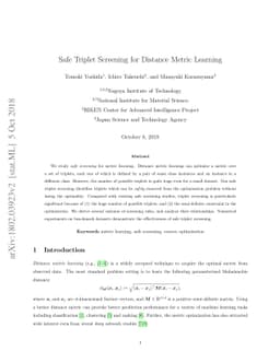 Safe Triplet Screening for Distance Metric Learning
