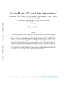 Fair and Diverse DPP-based Data Summarization
