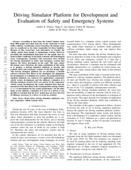 Driving Simulator Platform for Development and Evaluation of Safety and
  Emergency Systems