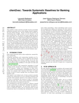 client2vec: Towards Systematic Baselines for Banking Applications