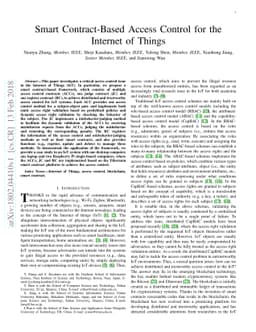 Smart Contract-Based Access Control for the Internet of Things
