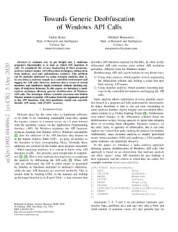 Towards Generic Deobfuscation of Windows API Calls