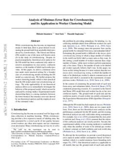 Analysis of Minimax Error Rate for Crowdsourcing and Its Application to
  Worker Clustering Model
