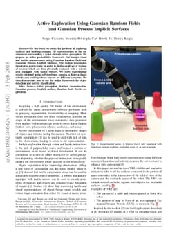 Active Exploration Using Gaussian Random Fields and Gaussian Process
  Implicit Surfaces