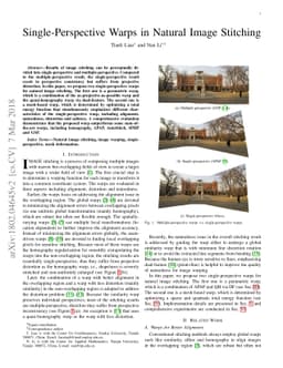 Single-Perspective Warps in Natural Image Stitching