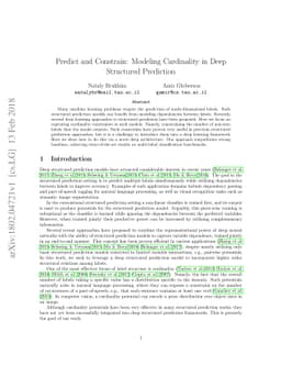 Predict and Constrain: Modeling Cardinality in Deep Structured
  Prediction