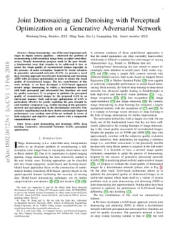 Joint Demosaicing and Denoising with Perceptual Optimization on a
  Generative Adversarial Network