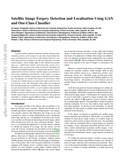Satellite Image Forgery Detection and Localization Using GAN and
  One-Class Classifier
