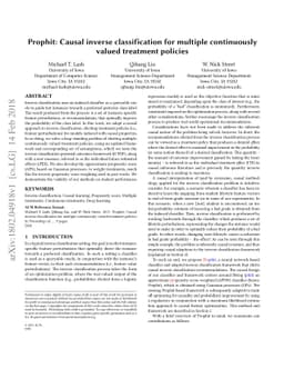 Prophit: Causal inverse classification for multiple continuously valued
  treatment policies