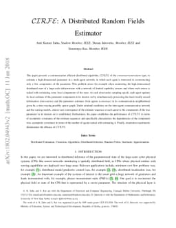$\mathcal{CIRFE}$: A Distributed Random Fields Estimator