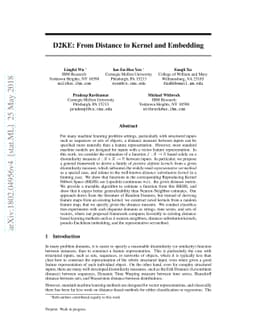 D2KE: From Distance to Kernel and Embedding