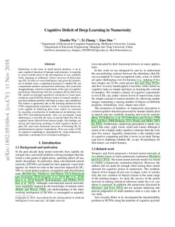 Cognitive Deficit of Deep Learning in Numerosity