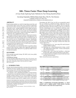 500+ Times Faster Than Deep Learning (A Case Study Exploring Faster
  Methods for Text Mining StackOverflow)