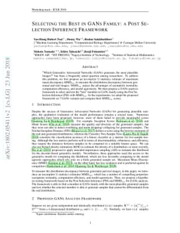 Selecting the Best in GANs Family: a Post Selection Inference Framework