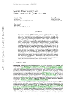 Model compression via distillation and quantization