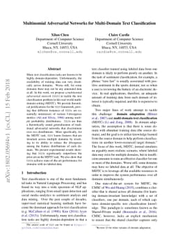 Multinomial Adversarial Networks for Multi-Domain Text Classification
