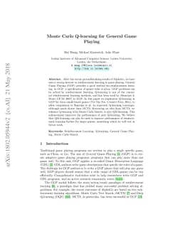 Monte Carlo Q-learning for General Game Playing