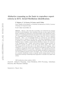 Abductive reasoning as the basis to reproduce expert criteria in ECG
  Atrial Fibrillation identification
